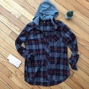 Flannel with Removable Hood